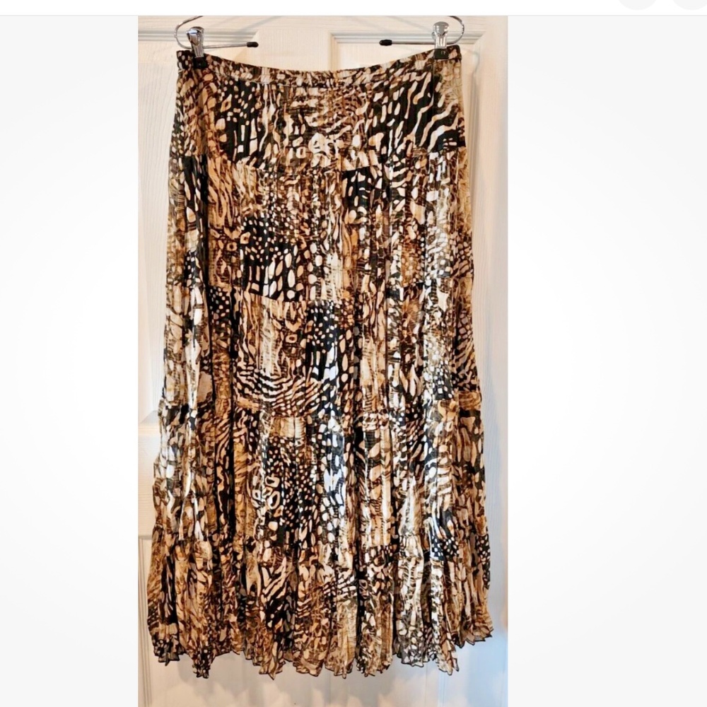 Chico’s Breezy Animal Tiered Maxi Skirt in Neutral Sz 3  (16) NWT $89R
